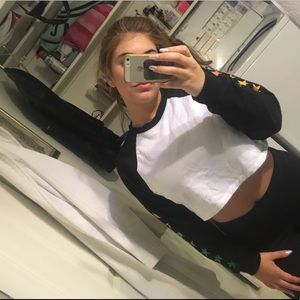 Baseball tee crop top